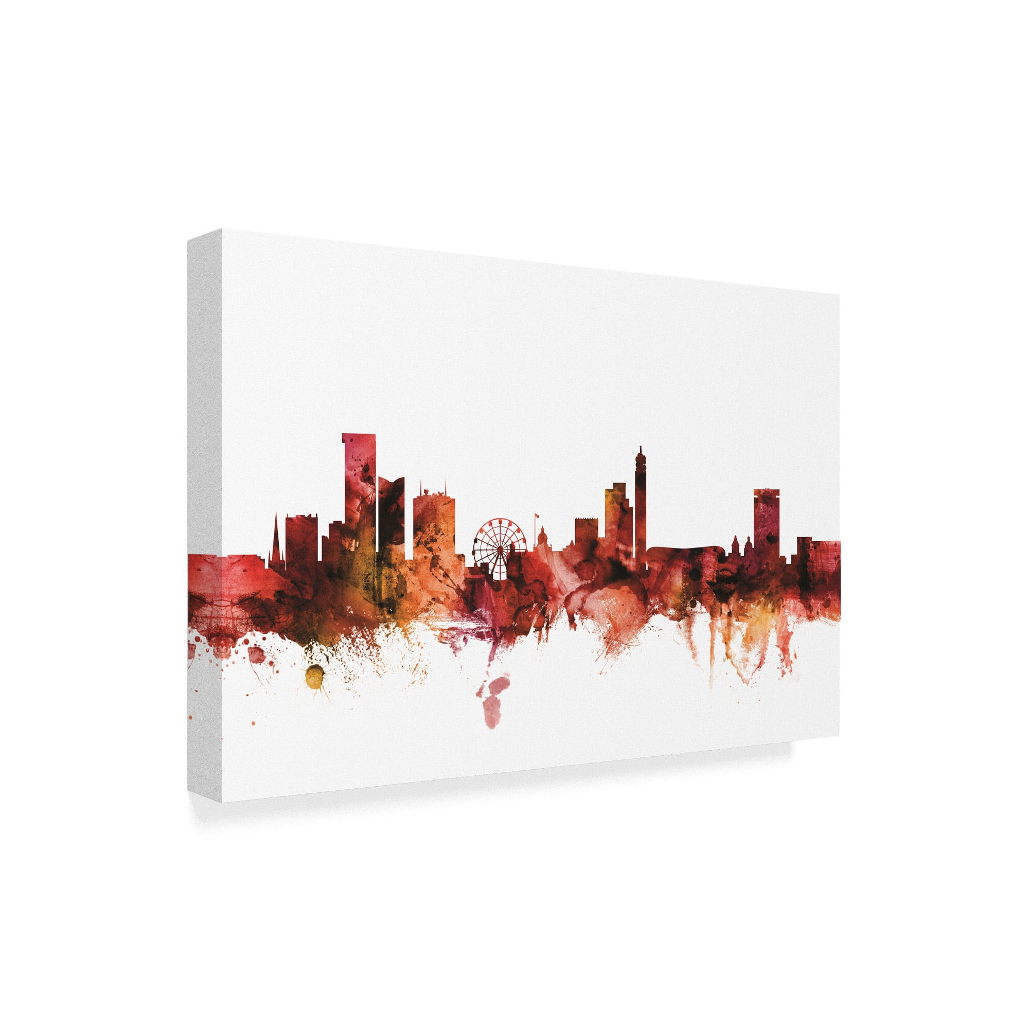 Trademark Fine Art 'Birmingham England Skyline Red' Canvas Art by Michael Tompsett