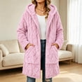 thumbnail image 2 of Womens Fleece Jacket Solid Cozy Winter Warm Zip-Up Outerwear with Hood and Pockets, 2 of 6