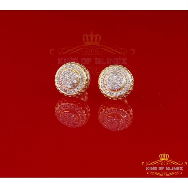 Boucles d'Oreilles Clous en Argent avec Finition en Or Jaune 10K et Diamant Véritable CT