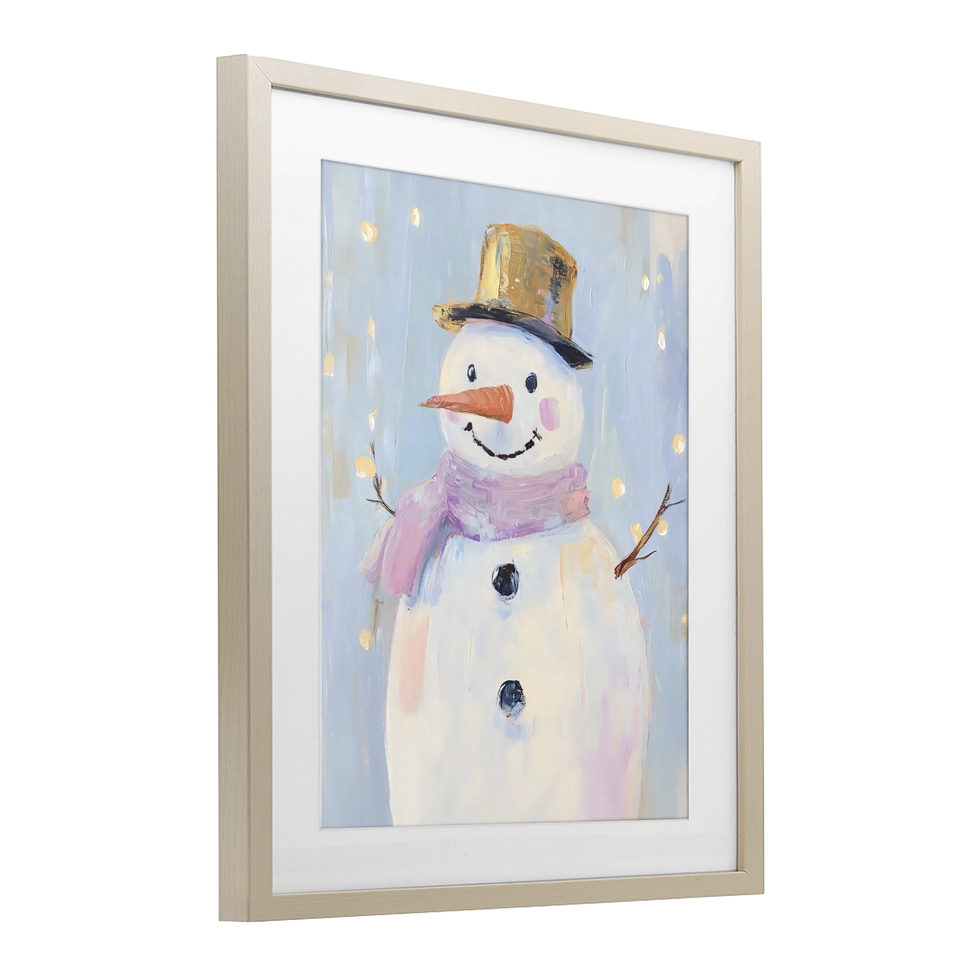 Stupell Industries Cheerful Pastel Snowman Birch Framed Print Under Glass, design by The Prints Vibe