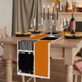 thumbnail image 2 of Table Runners 70 Inches Long Dress Scarves, Orange Black Farmhouse Coffee/Dining/Kitchen Table Decor, Holiday Table Runner, Farmhouse Striped Modern Abstract Art 13x70 Inch, 2 of 9