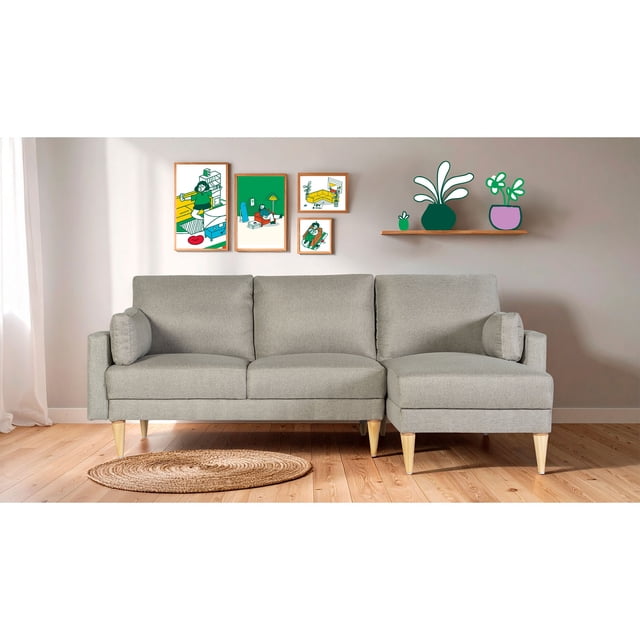 Sala Modular Reversible Makora Kissa con Memory Foam Color Gris Claro Lino Respaldo Reclinable de 3 Posicione