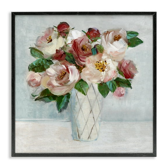 Stupell Industries Romantic Pink & Red Bouquet Plants & Flowers Painting Black Framed Art Print Wall Art, 12 x 12