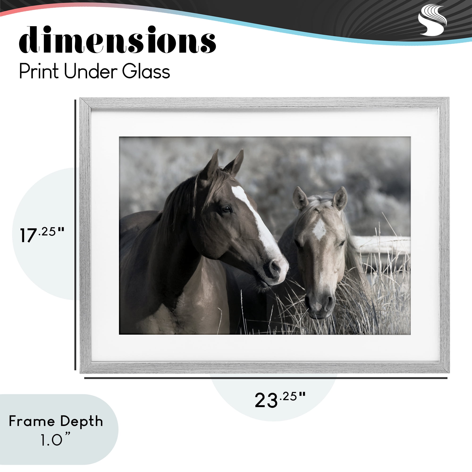 Stupell Industries Content Horses In Pasture Gray Framed Print Under Glass, design by Danita Delimont