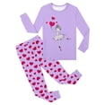 thumbnail image 4 of Tisuna Kids Girls Fall Pajamas Set Fashion Long Sleeve Crew Neck Heart Print Tops And Pants Sleepwear Children'S 2 Pieces Housewear Matching Set Size 3-4 Years, 4 of 4
