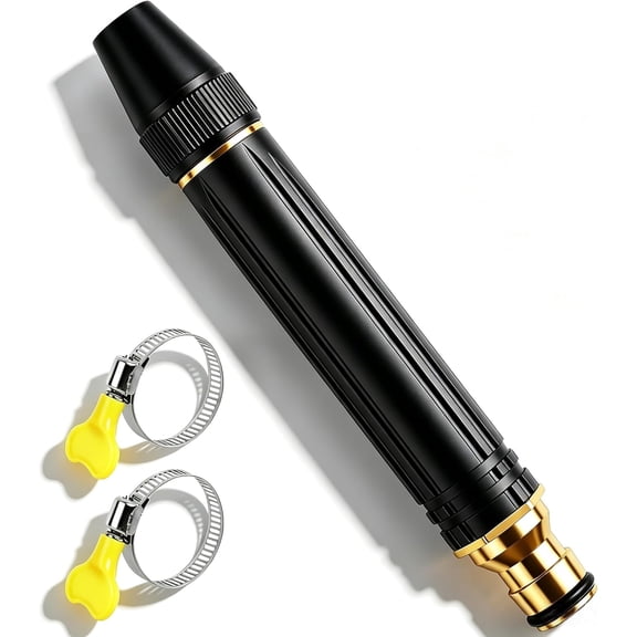 2026 New Pressure Garden Hose Nozzle, Adjustable Jet Power Washer Spray Nozzle for Car Washing, Patio Cleaning & Garden Watering, Heavy Duty Leak-Proof Water Hose Nozzle with 2 Hose Clamps