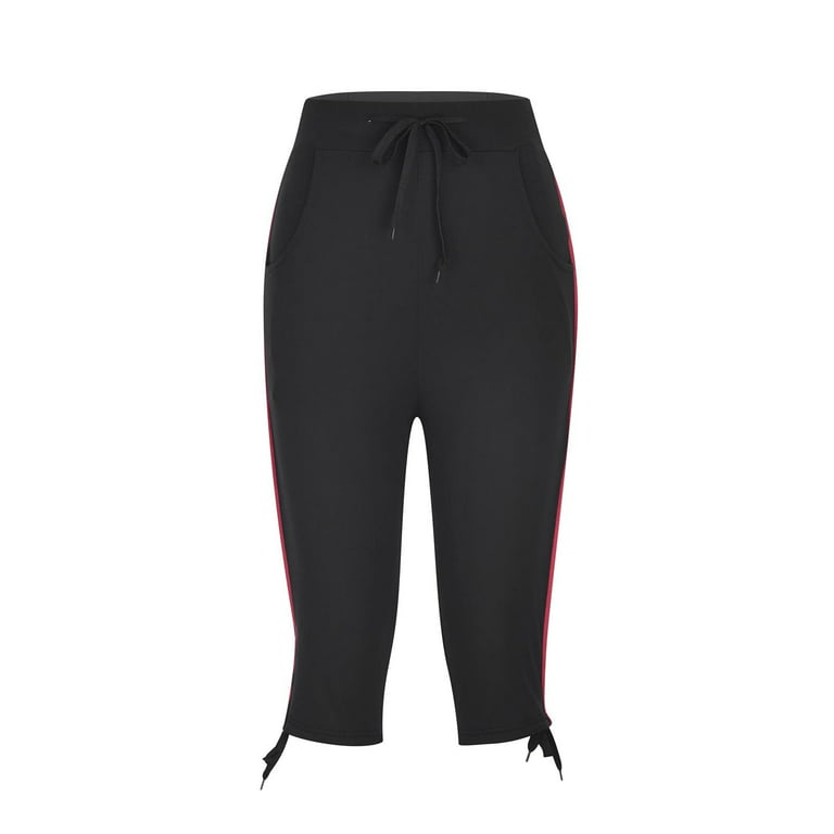 Buy LEXISLOVE Capris for Women Casual Summer Wide Leg Crop Pants Loose  Comfy Drawstring Yoga Jogger Capri Pants with Pockets, Black, X-Large at