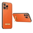 thumbnail image 1 of ELEHOLD for iPhone 13 Pro 2021 Case, Luxury Skin Feel PU Leather Hidden Bracket All-Inclusive Camera Lens Protecton Shockproof Hybird Slim Fit Case for iPhone 13 Pro 6.1 inch, Orange, 1 of 6