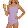 thumbnail image 7 of Girls 2 Piece Tankini Swimsuit Adjustable Straps Cut Out Solid Color Bathing Suit with Padded Shell Tween Swimwear for Beach Pool Vacation(Purple/160), 7 of 7