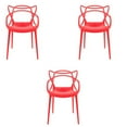 thumbnail image 1 of Heavenly Collection Red Plastic Dining Chair Set of 3 for Dining Area, 1 of 5