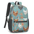 thumbnail image 2 of Rooster and Floral Blue Pattern 17" School Backpacks for Teens,Waterproof Oxford Fabric,S-Shape Padded Straps for School,Travel,Hiking,Camping, 2 of 6