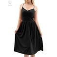 thumbnail image 4 of Gustave Summer Sleeveless Midi Dresses for Women Casual V Neck Sundress Spaghetti Strap Pleated Beach Dress A Line Swing Cami Dresses "XL, Black", 4 of 8