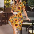 thumbnail image 3 of Easygdp Diamond Bohemian Sunflower para Vestido Transpirable de Mujer, Vestido Suelto de Manga Corta con Pliegues y Bolsillos para el Verano, 3 of 6
