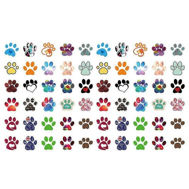60Pcs Paw Sticker Peel and Stick Dog Paw Graffiti Stickers Water Bottle Stickers