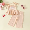 thumbnail image 5 of XINXIAOO Baby Girls Summer 2 Piece Outfits Sleeveless T-Shirt Tops Elastic Waist Long Pants Casual Cute Girl Outfits 6-9 Months, 5 of 6