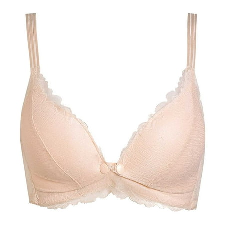 Quealent Nursing Bra Womens Maternity Breastfeeding Bra Seamless Pregnancy Sleep Bralette (Beige 34)