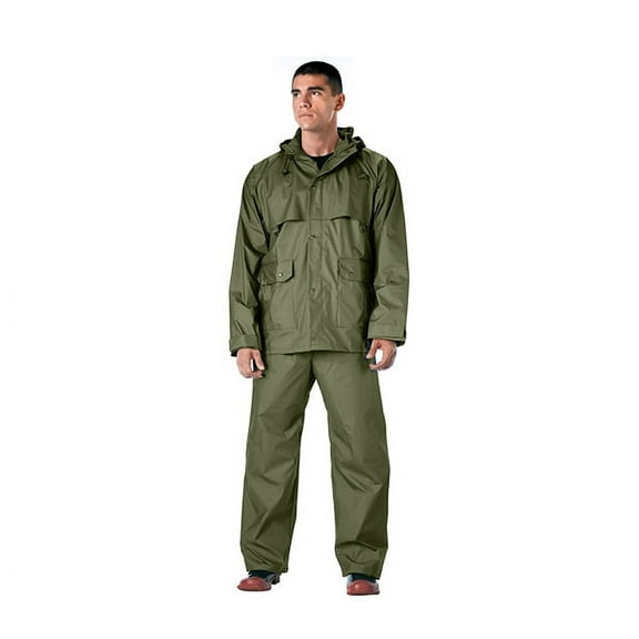 Rothco 15988 2 Piece Microlite PVC Rainsuit, Olive Drab - Large