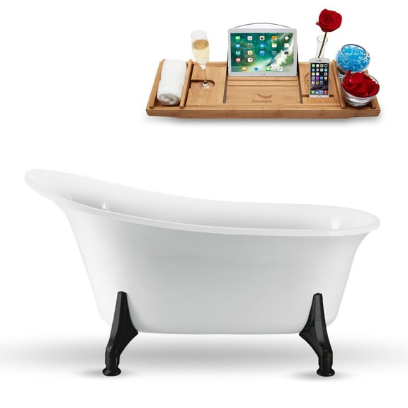 59" Streamline N1100BL-IN-GLD Clawfoot Tub and Tray With Internal Drain