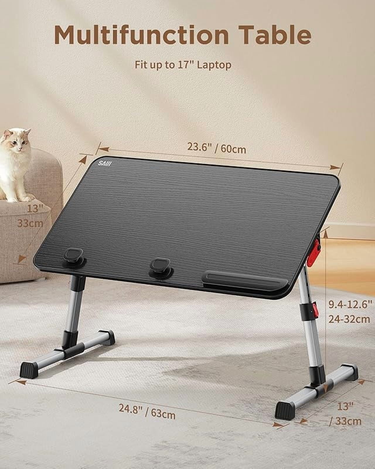 Laptop Desk Table, Adjustable Laptop Stand, Portable Lap Desks with Foldable Legs, Notebook Standing Breakfast Tray Reading Desk for Sofa Couch Bed Floor (Black,Medium Size)
