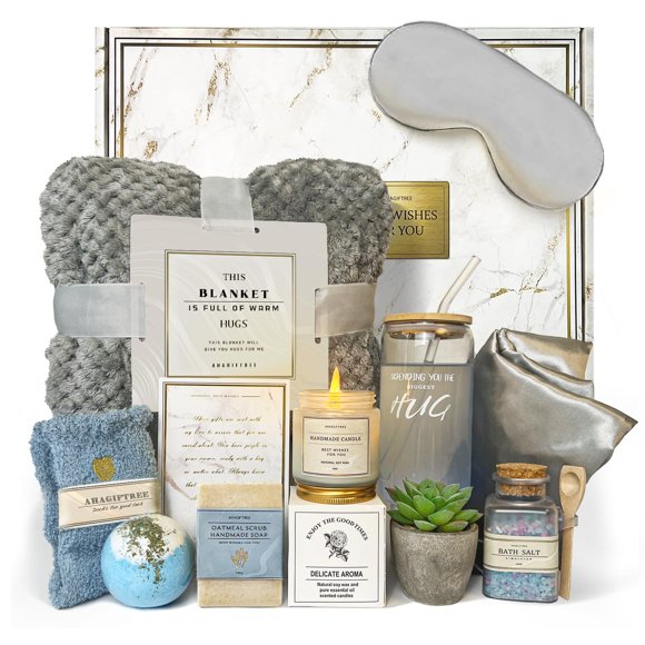 Cesta de regalo AHAGIFTREE Get Well Soon, 12 unidades, para mujer, color gris
