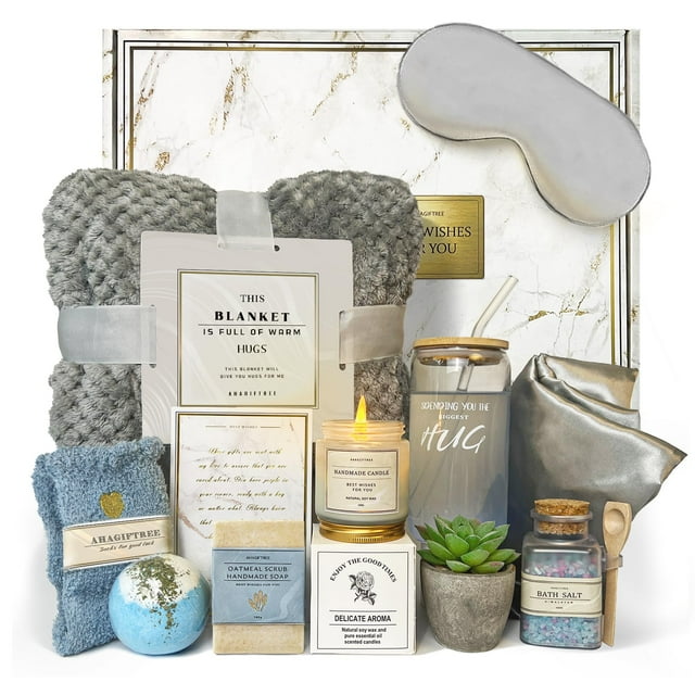 Cesta de regalo AHAGIFTREE Get Well Soon, 12 unidades, para mujer, color gris