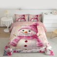 thumbnail image 3 of Manfei Kawaii Pink Snowman Queen Comforter Set for Teen, Happy Holiday Bedding Sets, Winter Christmas Snowflake Reversible Bedding Comforter Set, Luxury Bedroom Decor, 3-Piece, 3 of 9