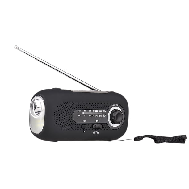 Equipo de radio Wind Up Radio solar Alarma SOS AM/FM Radio solar de emergencia Radio con manivela con batería recargable 4 modos Linterna Toma de auriculares Puerto USB para acampar al aire libre Send Eccomum Equipo de radio
