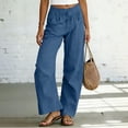thumbnail image 4 of hlysgo Wide Leg Linen Pants for Women High Waisted Palazzo Pants Boho Summer Casual Loose Flowy Pant Trousers with Pockets Navy,L, 4 of 5