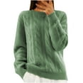 thumbnail image 2 of Frostluinai Womens Cable Knit Sweaters Crew Neck Long Sleeve Knit Sweaters Trendy Solid Color Knit Pullover Loose Fit Dressy Work Sweaters, 2 of 6