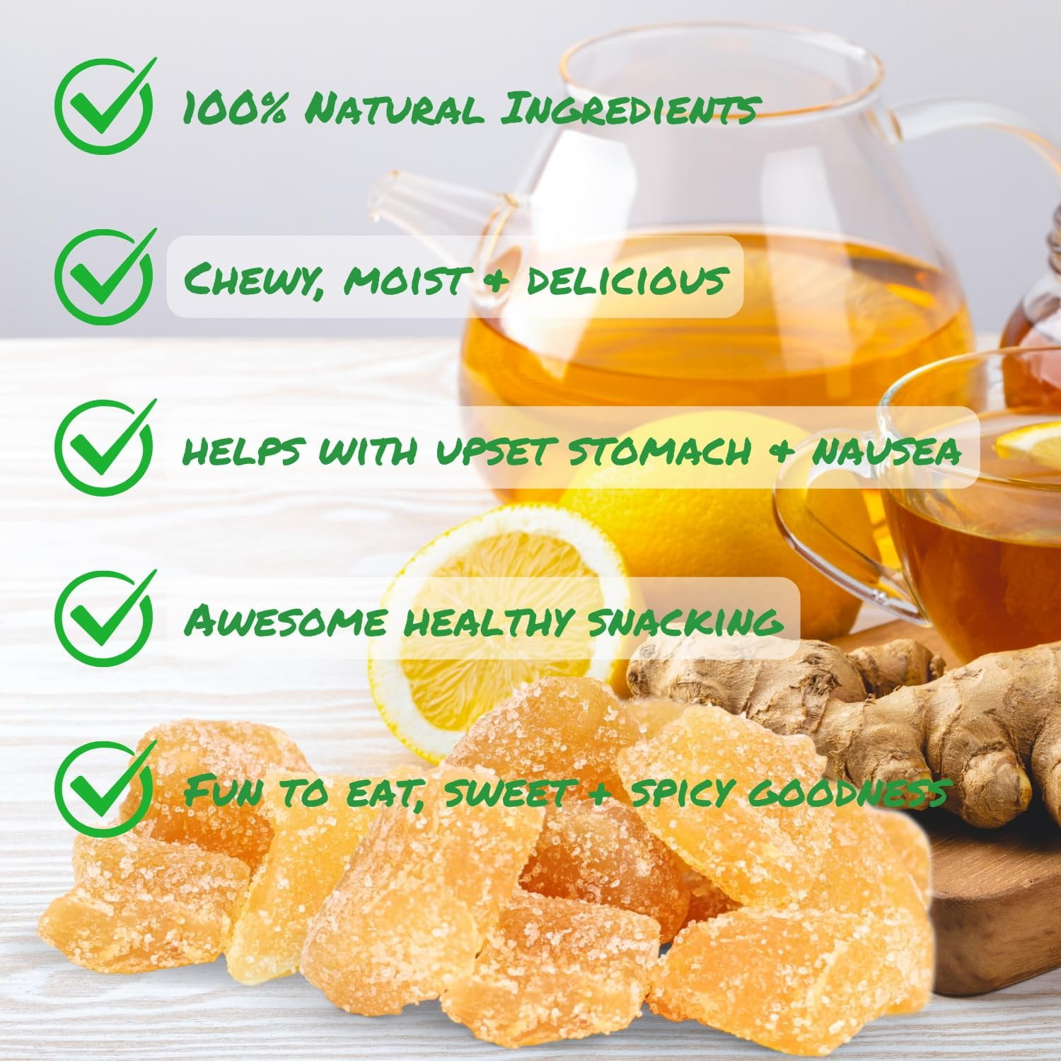 Crystallized Ginger Chunks by It's Delish, 5 Lbs Bulk  Candied Dried Ginger Fruit Chews Natural Candy, Ginger Root with Sugar Crystals, Unsulphured, No Color Added - Healthy Snack, Vegan, Kosher