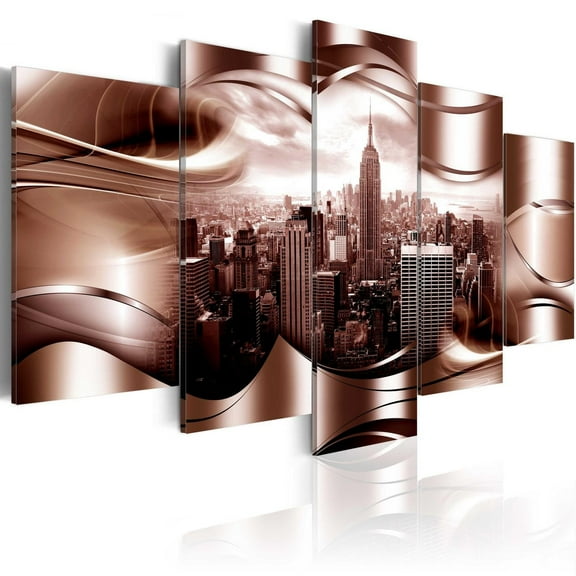 Tiptophomedecor Stretched Canvas Wall Art  - Burgundy New York - Stretched & Framed Ready To Hang Art
