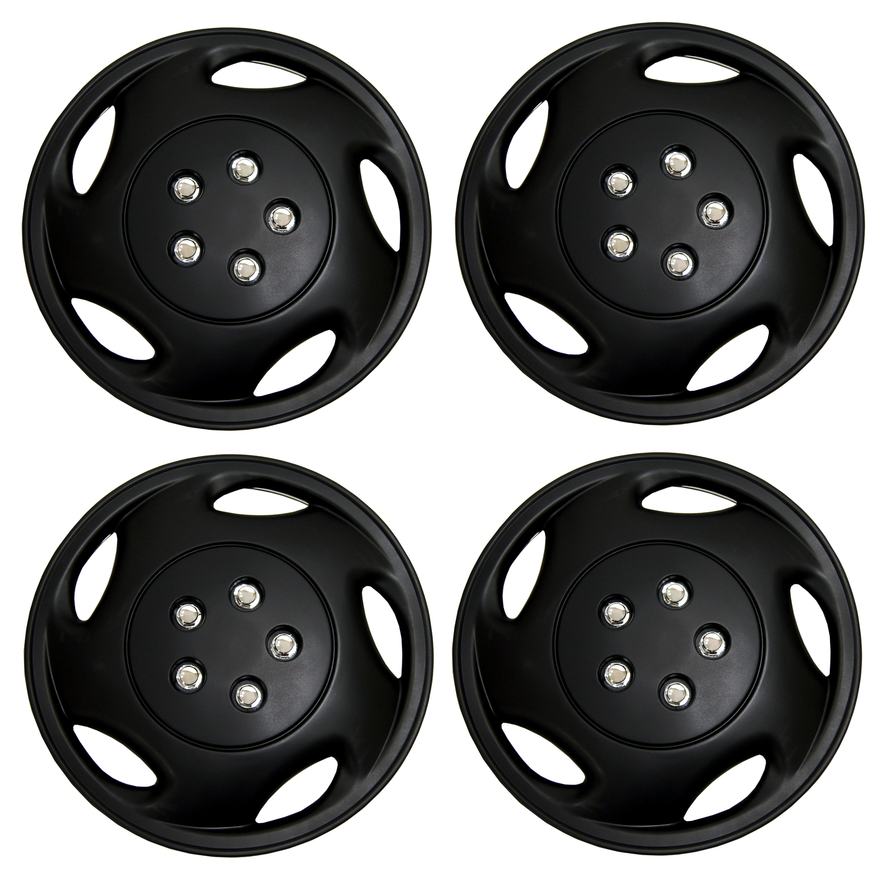 Set of 4 Matte Black Hubcaps 15" WSC3941B15 Hub Caps Wheel Skin