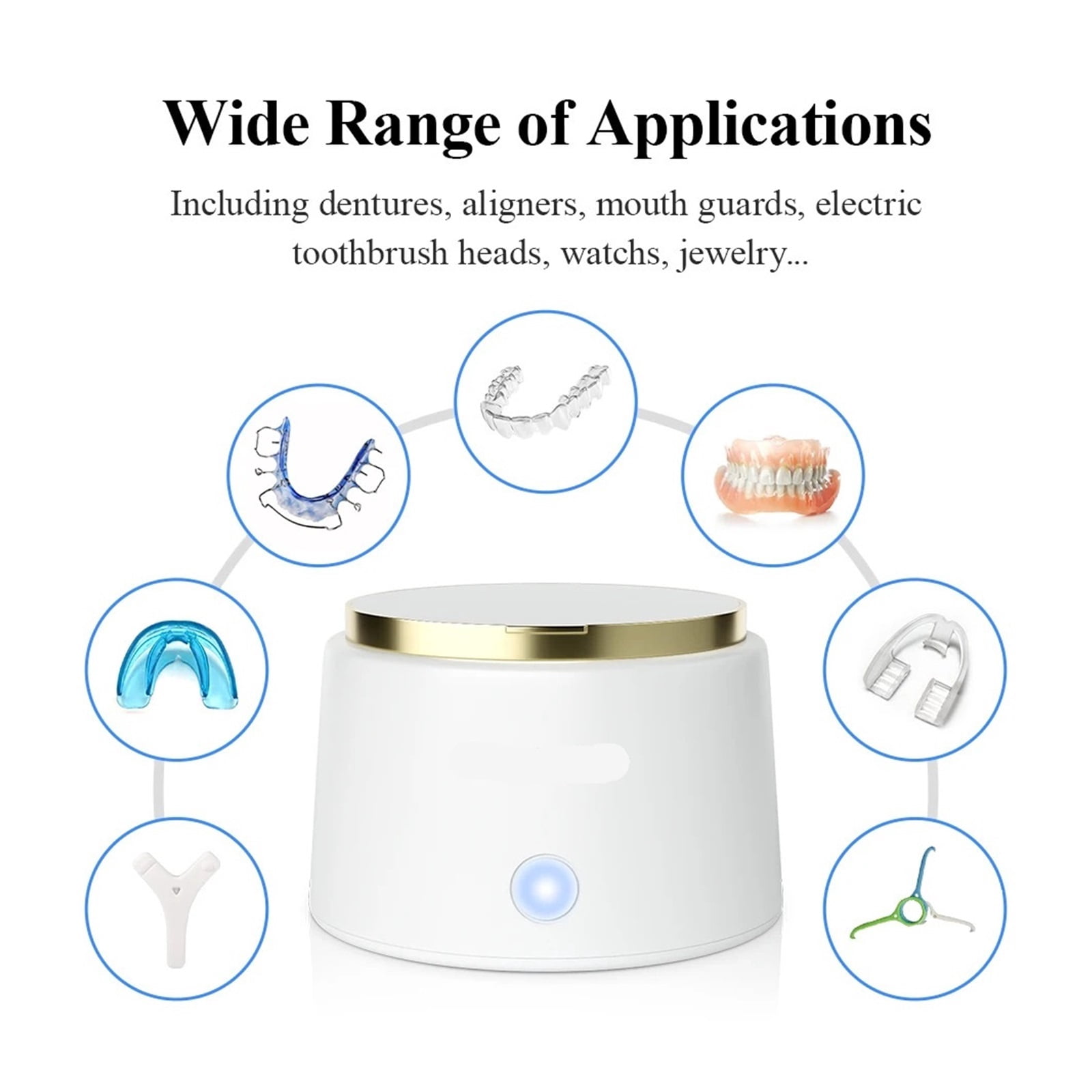 Household Ultrasonic Retainer Cleaner for Denture Jewelry Braces Cleaning with UV Light