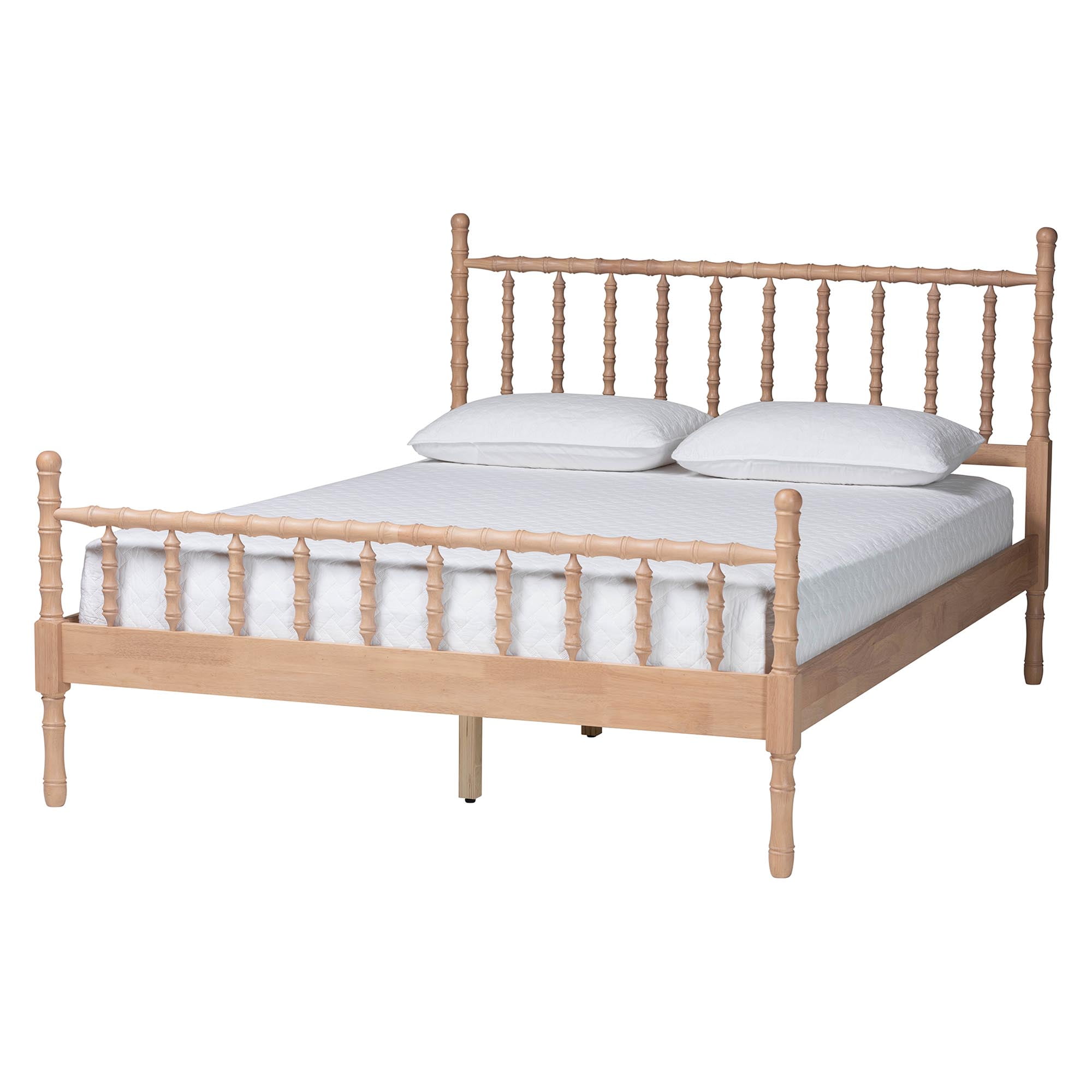 Baxton Studio Laurent Mid-Century Bedroom Set, 5-Piece, Queen, Beech Brown