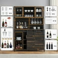 thumbnail image 4 of GAOMON 70" Farmhouse Coffee Bar Cabinet with Sliding Barn Door, Kitchen Hutch with Wine Rack and Glass Storage, Buffet Cabinet for Dining Room and Living Room, Dark Oak, 4 of 7