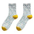 thumbnail image 2 of HEVIRGO 1 Pair Women Autumn Winter Tube Socks Retro Palace Style Embossed Jacquard Design Elastic Warm Mid-tube Holiday Socks, 2 of 8