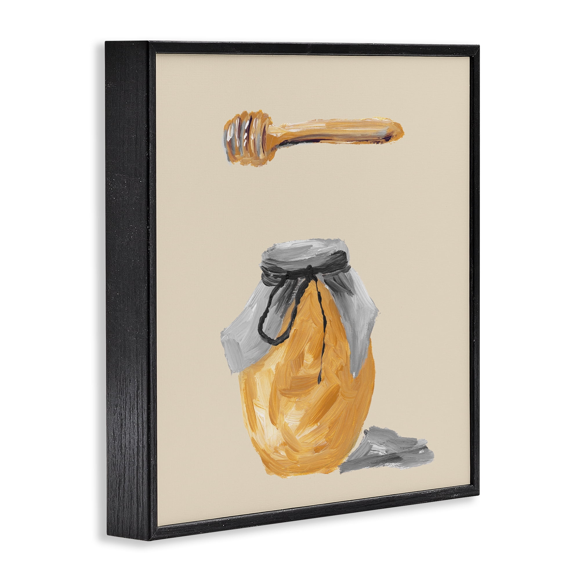 Stupell Industries Honey Jar over Tan Black Framed Giclee Art, design by Lucille Price