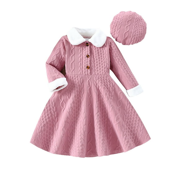 Tranfacy Girls Long Sleeve Dress, Dresses for Girls, 3-10Y Kids Long Sleeve Winter Dress Solid Color Casual and Warm Sweater Dress