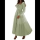 thumbnail image 2 of Vestido Bohemio Informal para Mujer, Estilo Resort, con Escote en U, Mangas Abullonadas y Corte A Verde M, 2 of 9