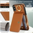thumbnail image 4 of Allytechgroup iPhone XS Max Wallet Case, Ring Holder Stand Cards Slots Shockproof Retro Flip Back Cover Phone Case for Apple iPhone XS Max, Brown, 4 of 8