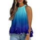 thumbnail image 1 of Playeras,Blusas y Tops,Ropa para Mujer Tank Top Vestido Camisa informal para mujer, camiseta sin mangas con estampado elegante, blusas con cola de volantes, túnica fluida de verano (Blue, M), 1 of 4