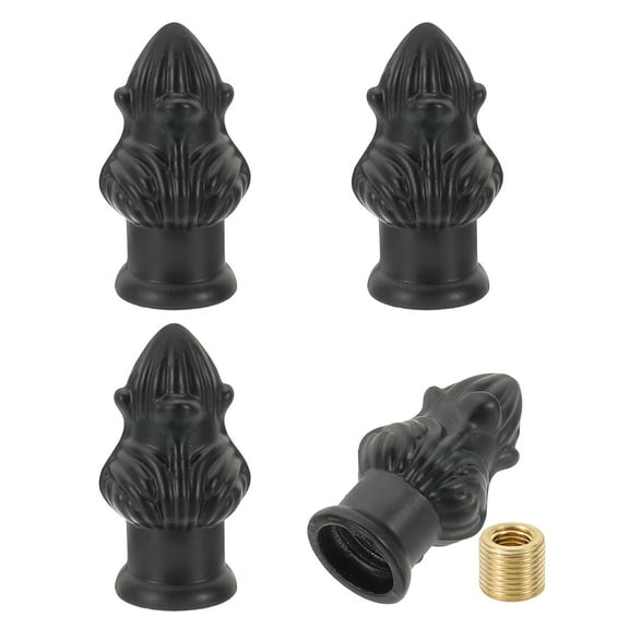 Uxcell 33 x 16mm Lamp Finials Caps Knob, Solid Lamp Shade Top Decoration Screw Cap Nuts, Black 4 Set