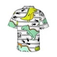 thumbnail image 3 of Bixox Men's Hawaiian Shirts Men's Funny Dinosaurs on Stripes Print Short-Sleeve Shirt-Small, 3 of 8