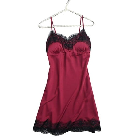 

VSNOW Women Sexy Lingerie Satin Lace Babydoll Sleepwear Chemise