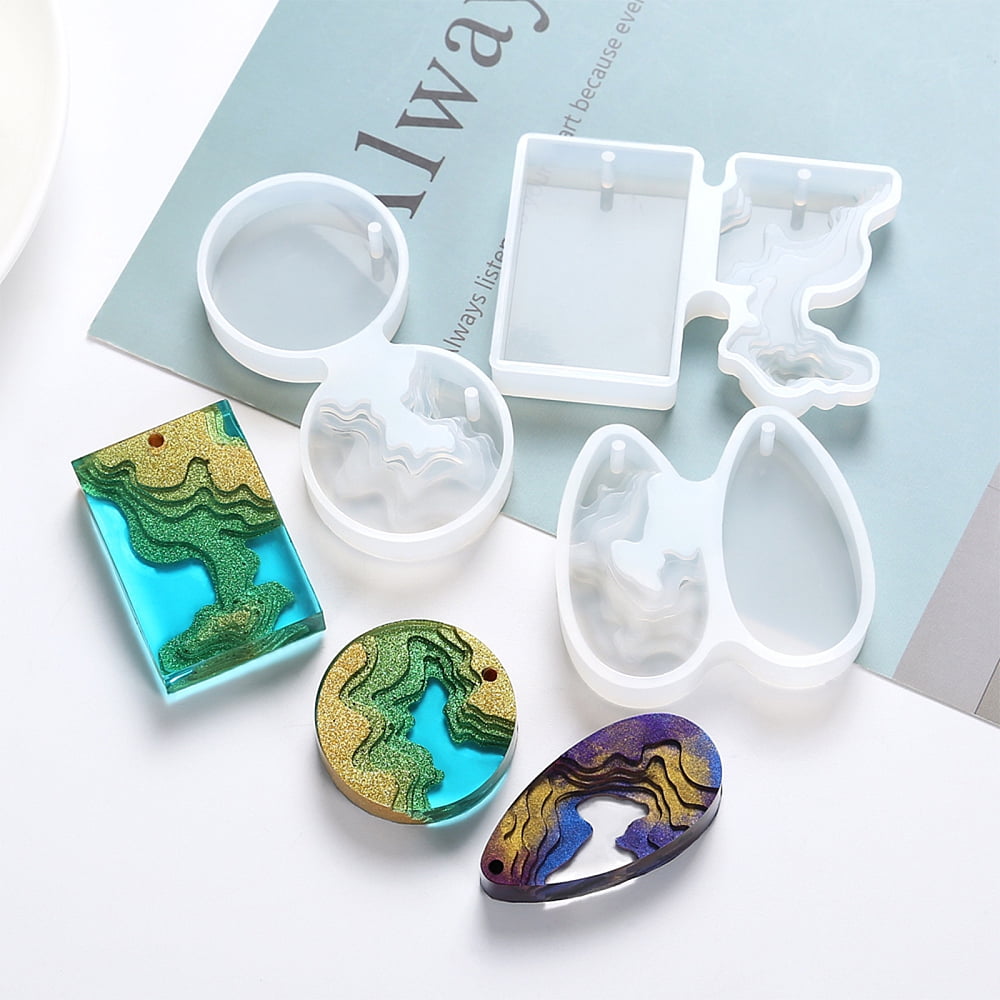 1set Jewelry set Makings with Brass Earring Hooks Waxed Cord Necklace Silicone Molds Tinfoil Alloy Pendants Iron Chain Extender Mixed color 144x98x8mm