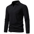 thumbnail image 2 of Men Casual Solid Color V Neck Lapel Long Sleeve Base Shirt for Everyday Comfort and Versatile Layering, 2 of 5