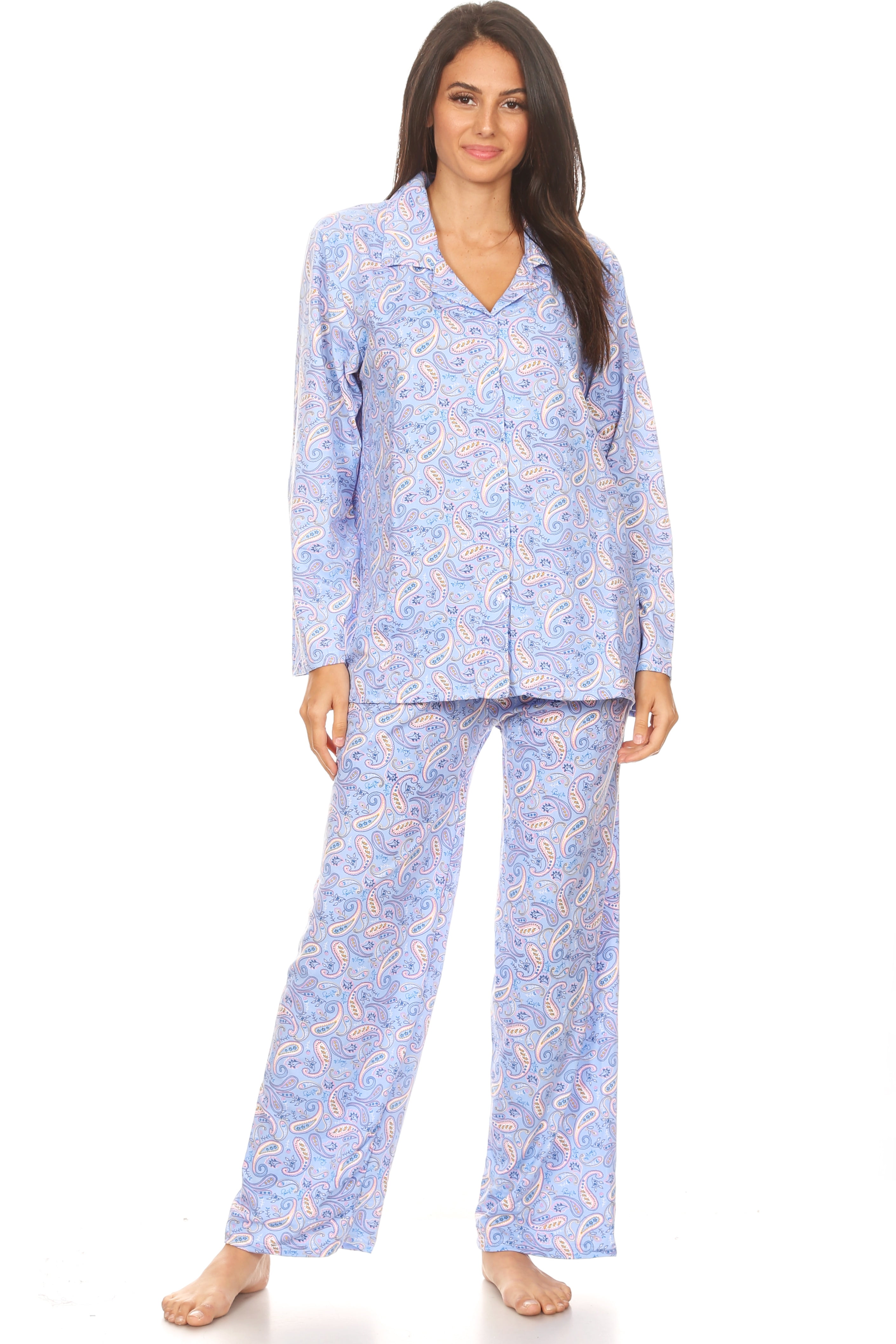 Lati Fashion Women Sleepwear Pajamas Female Long Sleeve Button Down