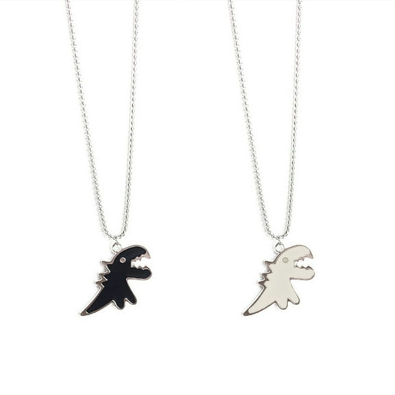 SIEYIO 2 Pcs Couples Dino Necklaces For Women Men Matching Best Friend Trendy Promise Chains for Teens Neck Jewelry Ins
