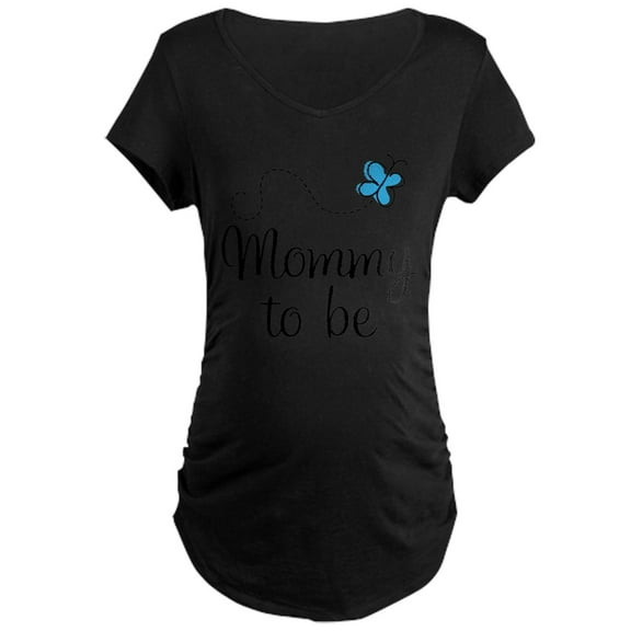 CafePress - Mommy To Be Blue Butterfly Maternity T Shirt - Maternity Dark T-Shirt
