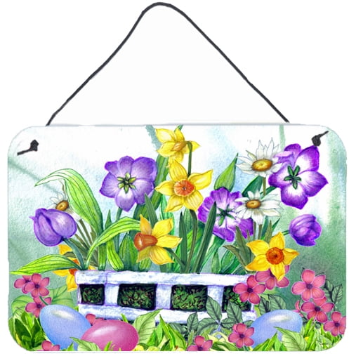 Carolines Treasures PJC1099DS812 Finding Easter Eggs Wall or Door Hanging Prints  8x12 multicolor